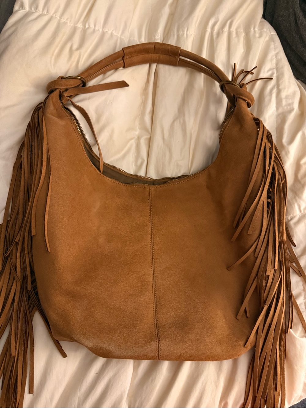 Abercrombie & Fitch Tan Fringe Hobo Shoulder Bag